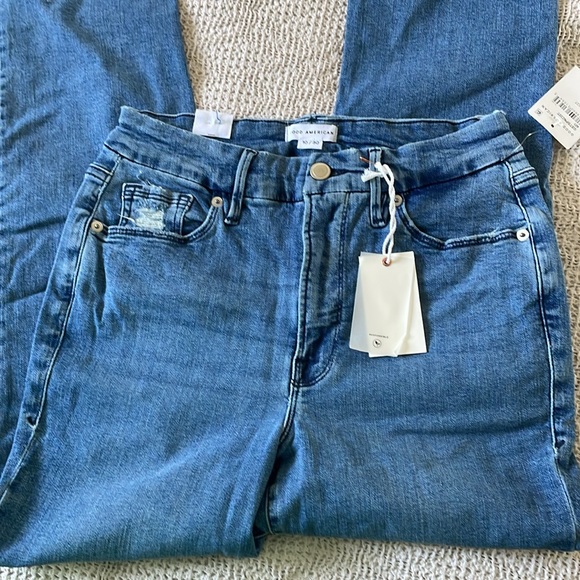 Good American high-rise vintage inspired straight jean. 10/30 medium blue NWT - Picture 5 of 7